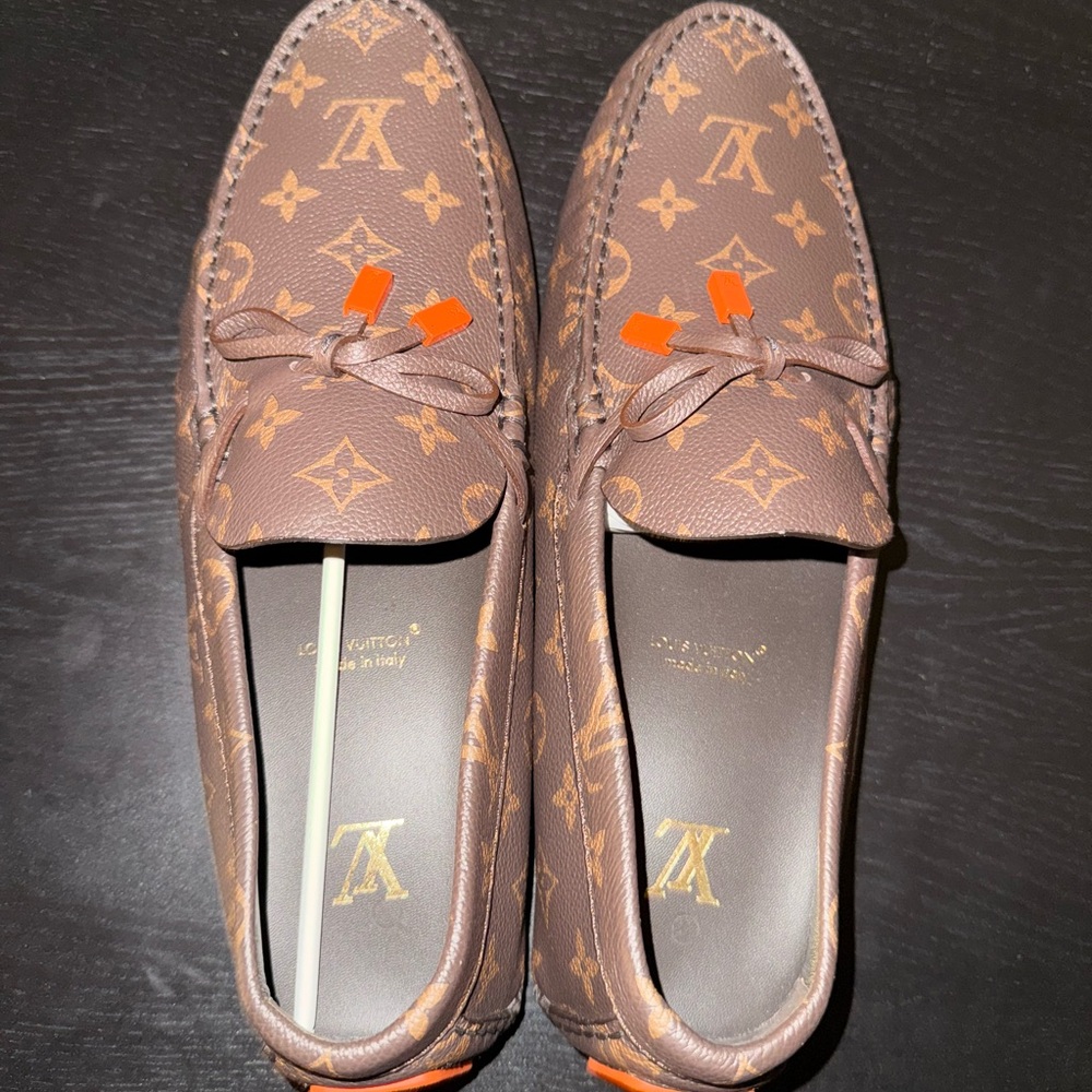 Louis Vuitton Brown and Orange Oxfords with Monogram Pattern